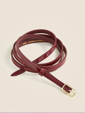 J Crew Skinny Double Wrap Belt Sz S Italian Patent Leather Gold Buckle NEW